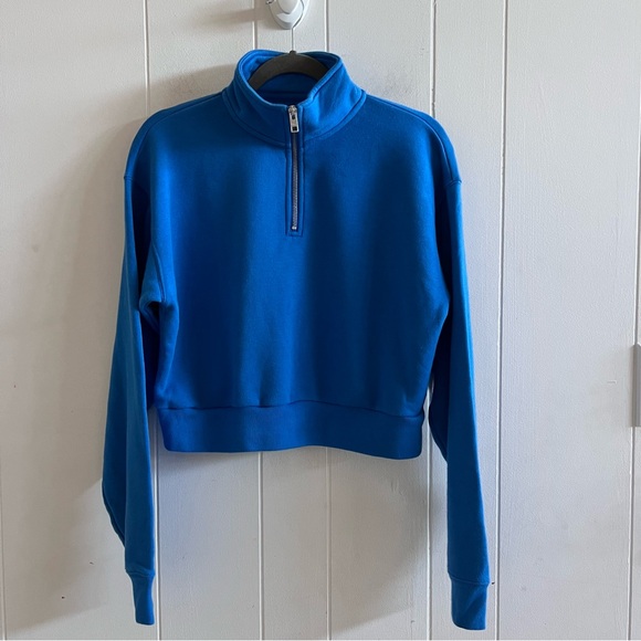 TNA Aritzia Cropped Quarter Zip Sweatshirt - Picture 1 of 11